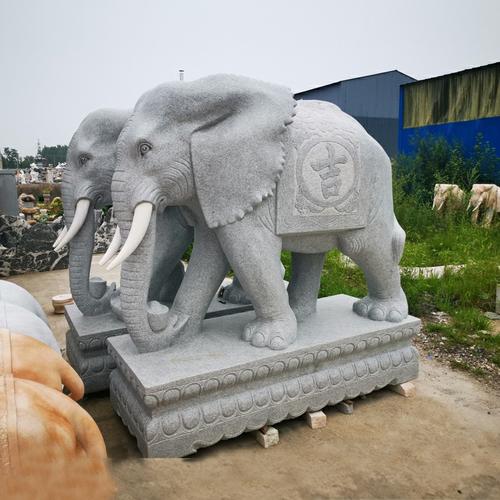 定制石雕大象公园广场门口祥瑞动物摆件雕塑工厂加工花岗岩大象
